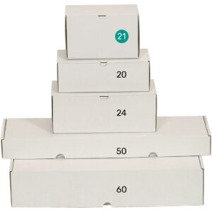 קופסאות קרטון E-FLUT לבן ממבלט 190X110X120 מ״מ
