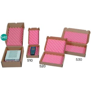 קופסת קרטון חום ממבלט עם ספוג אנטי סטטי 365X253X107 מ״מ