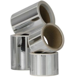 מדבקות אבטחה כסופות 45x10 מ״מ - גליל 500 מדבקות