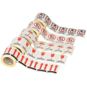 מדבקות כוס FRAGILE - גליל 500 מדבקות - 75X100 מ״מ